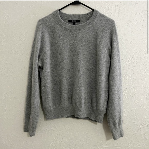 Quince Mongolian Shrunken Cashmere Heather Grey sweater sz L - Picture 2 of 8